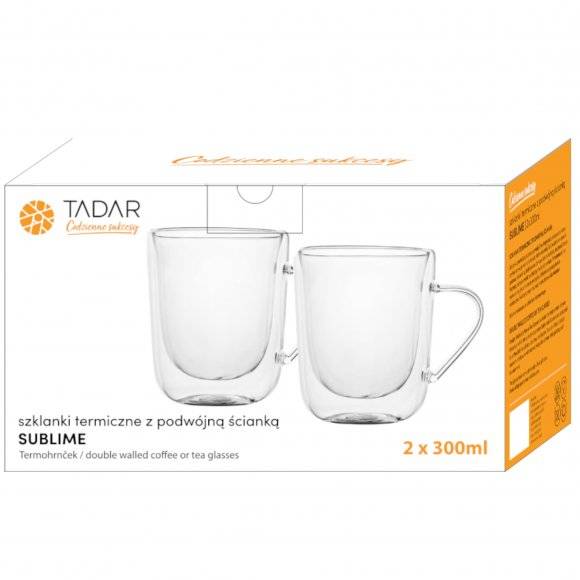 TADAR SUBLIME Komplet 2 szklanek termicznych 300 ml z podwójną ścianką / szkło