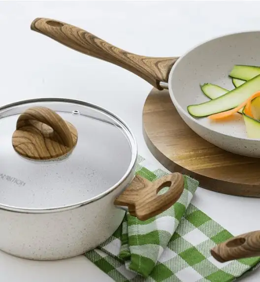 AMBITION NATURE Komplet garnków z pokrywkami 6 el + patelnie Nature 20, 24 cm + Wok 26 cm