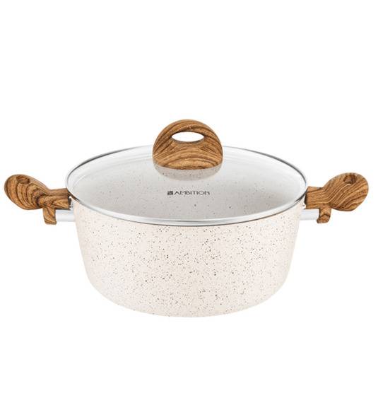 AMBITION NATURE Komplet garnków z pokrywkami 6 el + Patelnia Nature 20 cm + Wok 26 cm / indukcja 