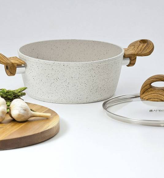 AMBITION NATURE Komplet garnków z pokrywkami 6 el + Patelnia Nature 20 cm + Wok 26 cm / indukcja 