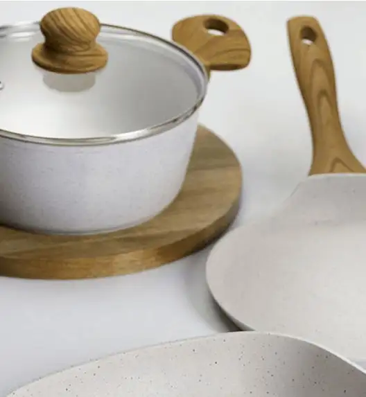 AMBITION NATURE Komplet garnków z pokrywkami 6 el + Patelnia Nature 20 cm + Wok 26 cm / indukcja 