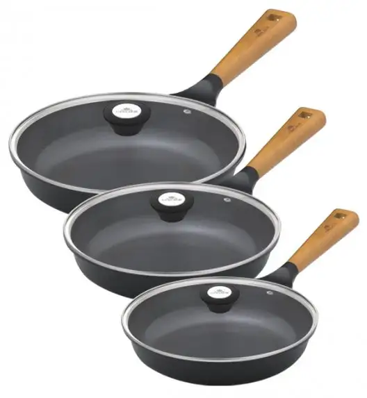 GERLACH SIMPLE Komplet Garnki z pokrywkami 9 el + Garnek Simple 7 L + patelnie Natur 20, 24, 28 cm + pokrywki uniwersalne 