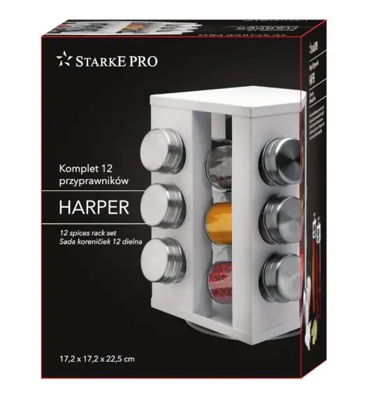 STARKE HARPER Komplet przyprawników 12 el / stal nierdzewna / biały