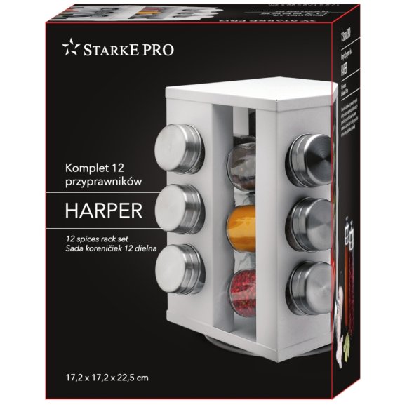 STARKE HARPER Komplet przyprawników 12 el / stal nierdzewna / biały