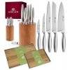 GERLACH FINE Komplet 5 noży w bloku + komplet desek dębowych
