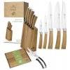 GERLACH NATUR Komplet 5 noży w bloku + nożyce do drobiu + deska dębowa
