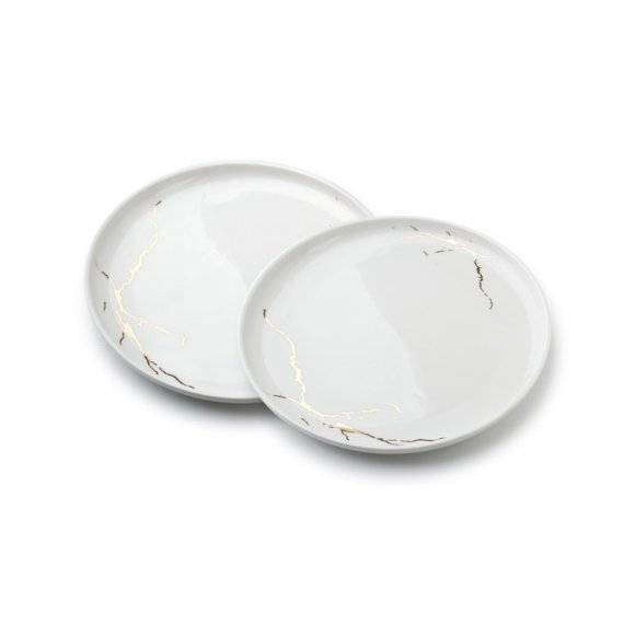 AFFEKDESIGN ODETTE GOLD Komplet 2 talerzy obiadowych 26 cm / białe / porcelana