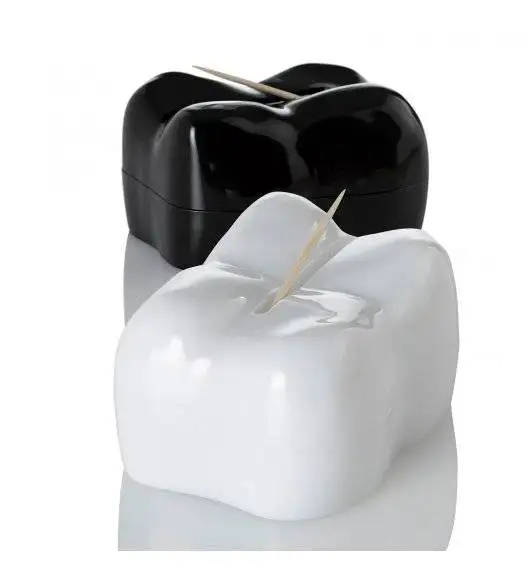 ADHOC STUZZI Dyspenser do wykałaczek / biały ząb / stal nierdzewna + akryl