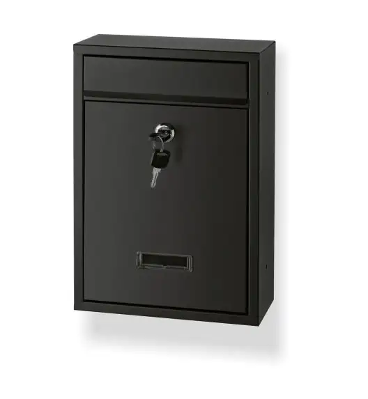 TADAR Skrzynka na listy 21,5 x 9 x 32,2 cm / czarna / stal nierdzewna