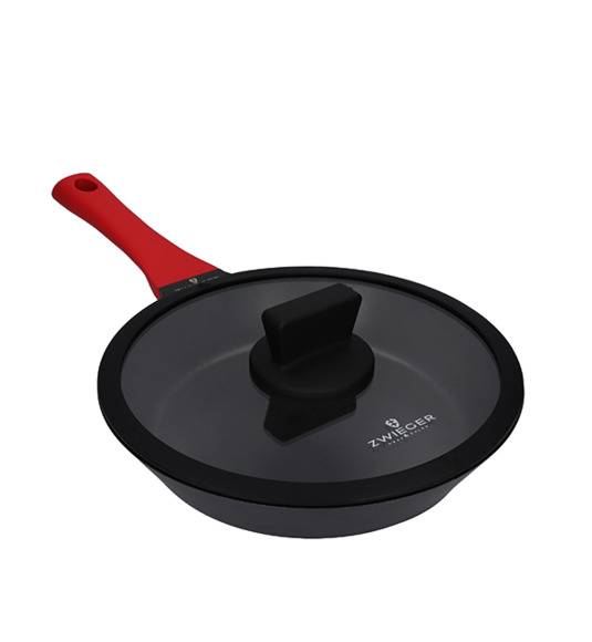 ZWIEGER OBSIDIAN Patelnia 24 cm + pokrywka / powłoka GREBLON C3+ non- stick