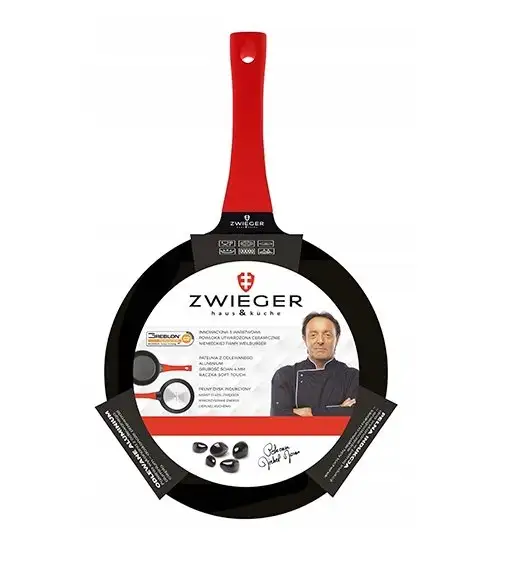ZWIEGER OBSIDIAN Patelnia 28 cm + pokrywka / powłoka GREBLON C3+ non- stick