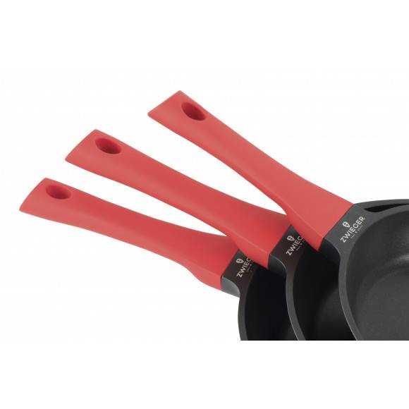 ZWIEGER OBSIDIAN Komplet patelni 20, 24, 28 cm + patelnia grillowa 28 cm / powłoka GREBLON non- stick