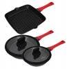 ZWIEGER OBSIDIAN Komplet patelni 24,28 cm + patelnia grillowa 28 cm + pokrywka 24, 28 cm / powłoka GREBLON C3+ non- stick