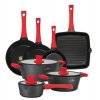 ZWIEGER OBSIDIAN Komplet garnków z pokrywkami 6 el+ patelnie Zwieger Obsidian 20, 24, 28cm + grillowa 28 cm