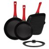 ZWIEGER OBSIDIAN Komplet patelni 24, 28 cm + pokrywki + patelnia grillowa 28 cm / powłoka GREBLON non- stick