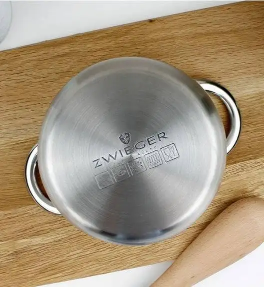 ZWIEGER PRACTI PLUS Komplet 4 garnków z pokrywkami + Obsidian patelnie 20, 28 cm + grillowa 28 cm Greblon