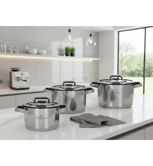ZWIEGER KLASSIKER PRO BLACK Komplet garnków z pokrywkami 8 el / stal nierdzewna