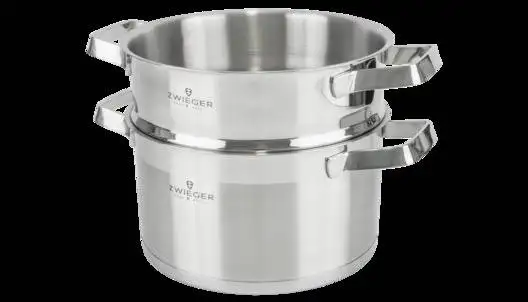 ZWIEGER KLASSIKER Komplet garnków z pokrywkami 11 el / stal nierdzewna SS 304 + Patelnie Obsidian 20, 24, 28 cm + grillowa 28 cm