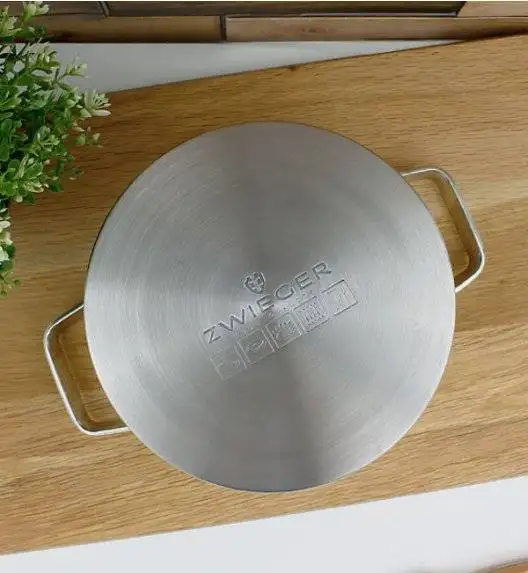 ZWIEGER KLASSIKER Komplet garnków z pokrywkami 11 el / stal nierdzewna SS 304 + Patelnie Obsidian 20, 24, 28 cm + grillowa 28 cm