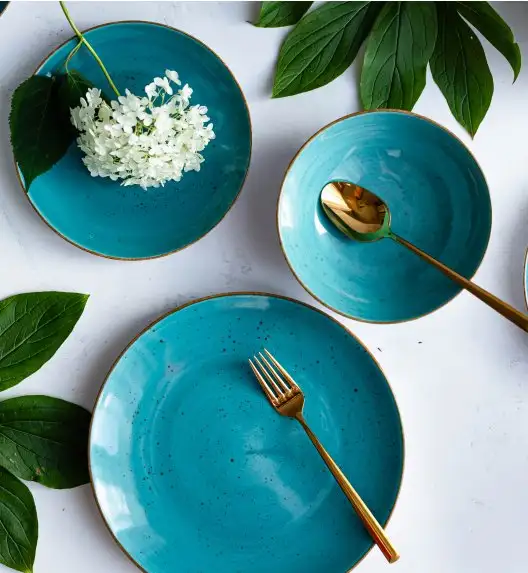 LUBIANA BOSS 6630L Serwis obiadowy 18 el / 6 osób / morski / porcelana ręcznie malowana