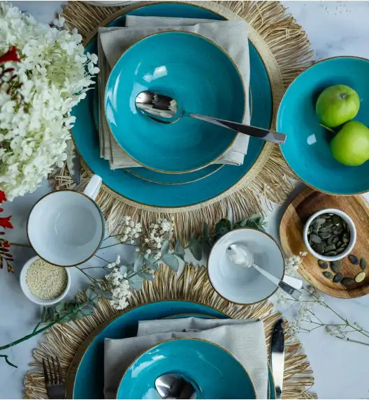 LUBIANA BOSS 6630L Serwis obiadowo - kawowy 30 el / 6 osób / morski / porcelana ręcznie malowana