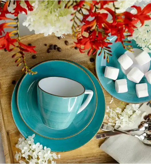 LUBIANA BOSS 6630L Serwis obiadowo - kawowy 60 el / 12 osób / morski / porcelana ręcznie malowana