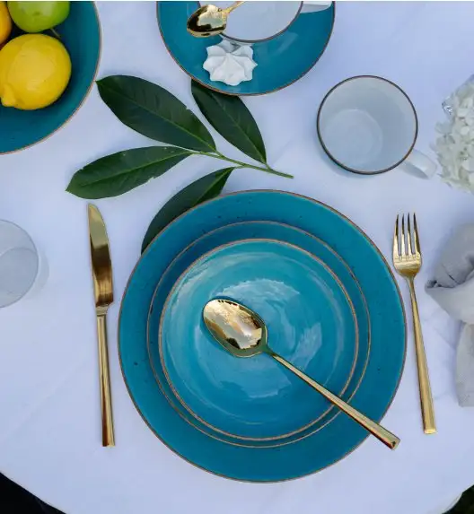 LUBIANA BOSS 6630L Serwis obiadowo - kawowy 90 el / 18 osób / morski / porcelana ręcznie malowana