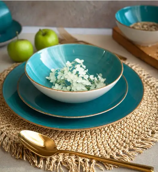 LUBIANA BOSS 6630L Serwis obiadowo - kawowy 90 el / 18 osób / morski / porcelana ręcznie malowana