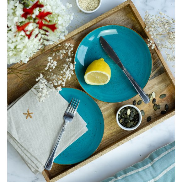 LUBIANA BOSS 6630L Talerz deserowy 20,5 cm / morski / porcelana ręcznie malowana