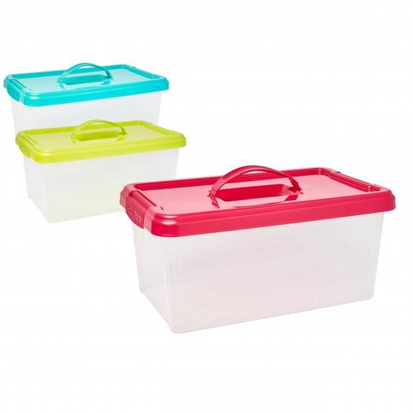 PLASTIC FORTE Pojemnik do przechowywania z uchwytem 10 L / mix kolorów / tworzywo sztuczne