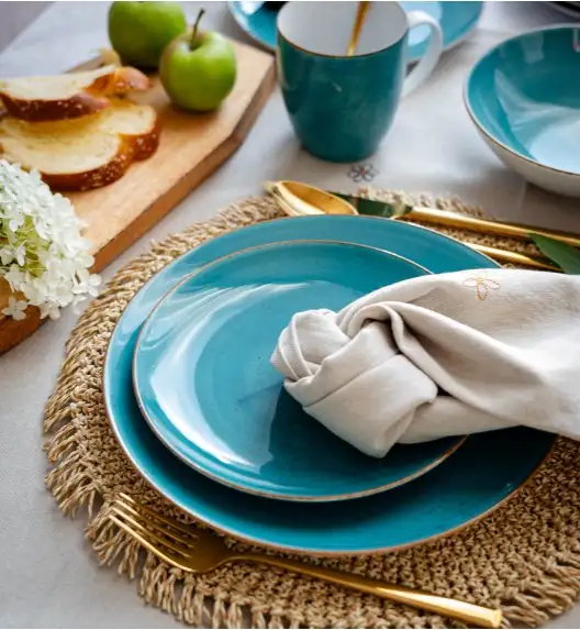 LUBIANA BOSS 6630L Komplet Talerze deserowe 20,5 cm / 12 os / 12 el / morski / porcelana ręcznie malowana