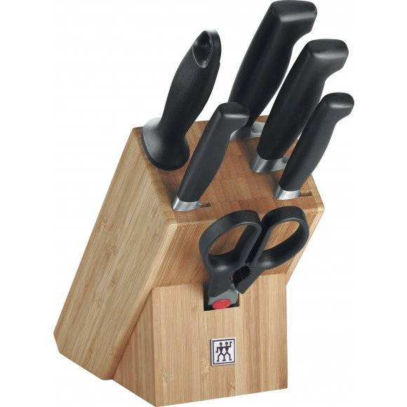 ZWILLING TWIN FOUR STAR II Zestaw 4 noży w bloku bambusowym / stal nierdzewna, tworzywo sztuczne