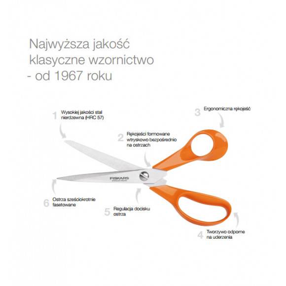 FISKARS CLASSIC Profesjonalne nożyczki krawieckie 25 cm / stal nierdzewna