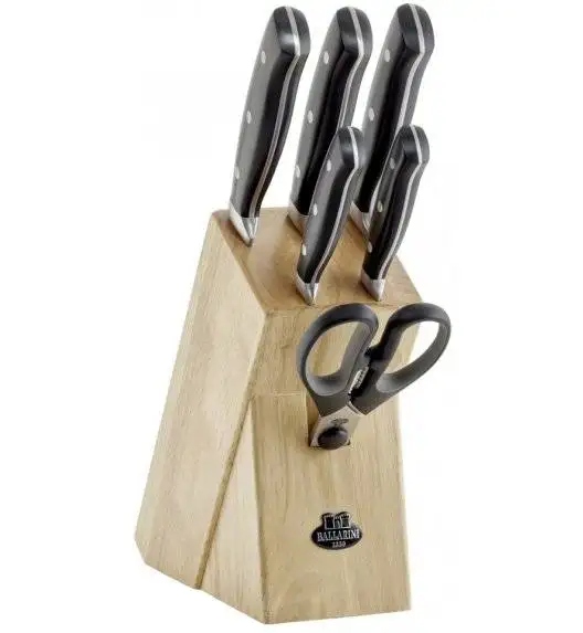 BALLARINI BRENTA Zestaw 5 noży w bloku / 7 elementów / stal nierdzewna, tworzywo sztuczne, drewno