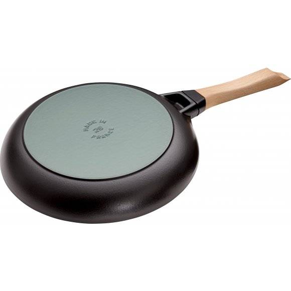 STAUB Patelnia żeliwna / Ø 28 cm / czarny / żeliwo, drewno