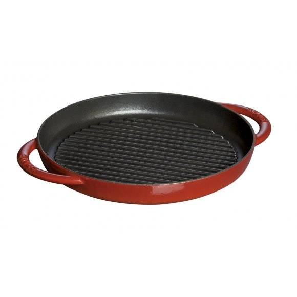 STAUB Patelnia grillowa z dwoma uchwytami / Ø 26 cm / czerwony / żeliwo