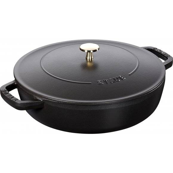 STAUB Patelnia żeliwna z pokrywką / Ø 28 cm / 3,7 l / czarny / żeliwo