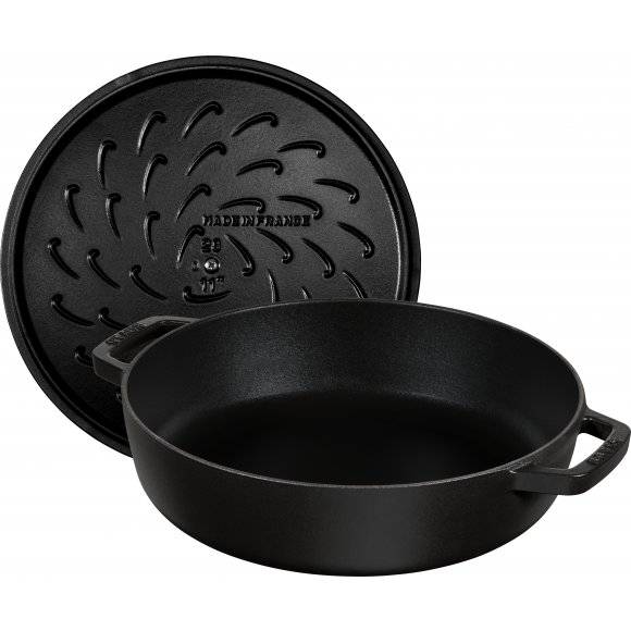 STAUB Patelnia żeliwna z pokrywką / Ø 28 cm / 3,7 l / czarny / żeliwo