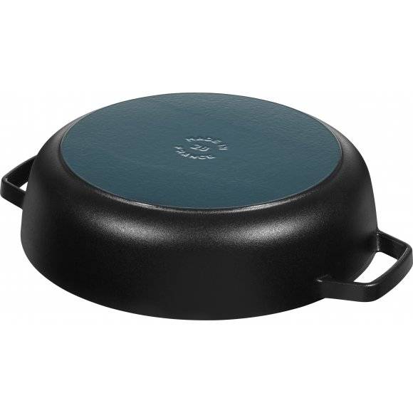 STAUB Patelnia żeliwna z pokrywką / Ø 28 cm / 3,7 l / czarny / żeliwo