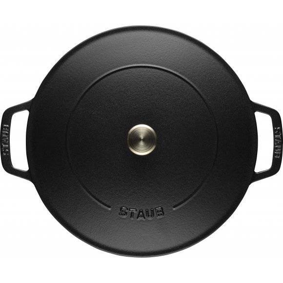 STAUB Patelnia żeliwna z pokrywką / Ø 28 cm / 3,7 l / czarny / żeliwo