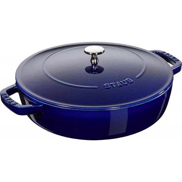 STAUB Patelnia żeliwna z pokrywką / Ø 28 cm / 3,7 l / niebieski / żeliwo