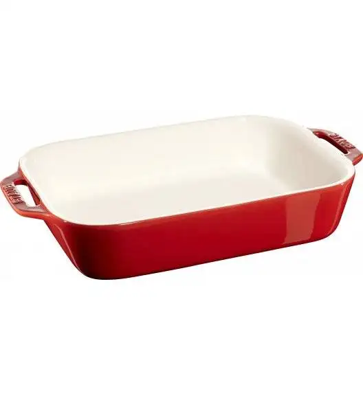 STAUB COOKING Prostokątny półmisek ceramiczny / 2,4 l / 27 x 20 cm / czerwony / ceramika