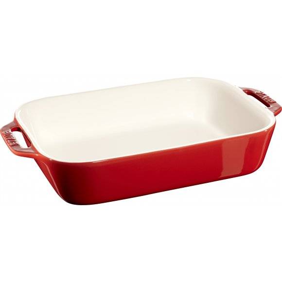 STAUB COOKING Prostokątny półmisek ceramiczny / 2,4 l / 27 x 20 cm / czerwony / ceramika