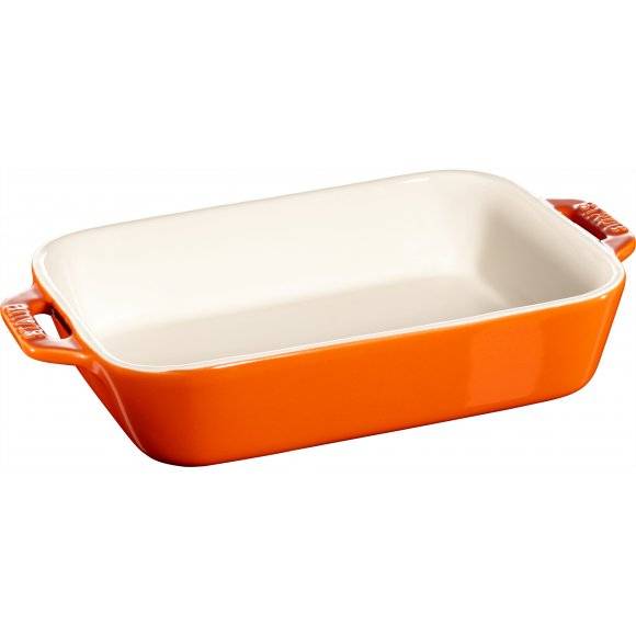 STAUB COOKING Prostokątny półmisek ceramiczny / 1,1 l / 20 x 16 cm / pomarańczowy / ceramika