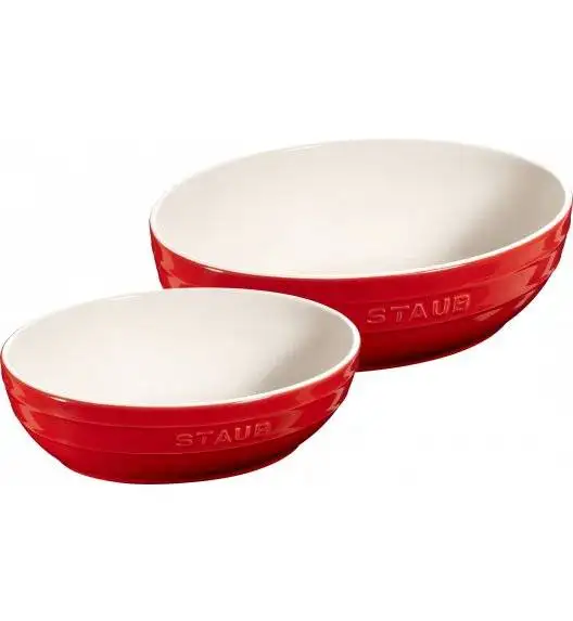 STAUB SERVING Zestaw 2 misek okrągłych / Ø 23, 27 cm / czerwony / ceramika
