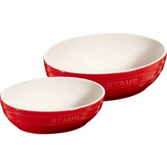 STAUB SERVING Zestaw 2 misek okrągłych / Ø 23, 27 cm / czerwony / ceramika