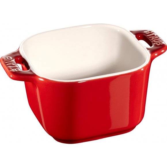 STAUB XS-MINIS Ramekin kwadratowy / 2 sztuki / 125 ml / czerwony / ceramika