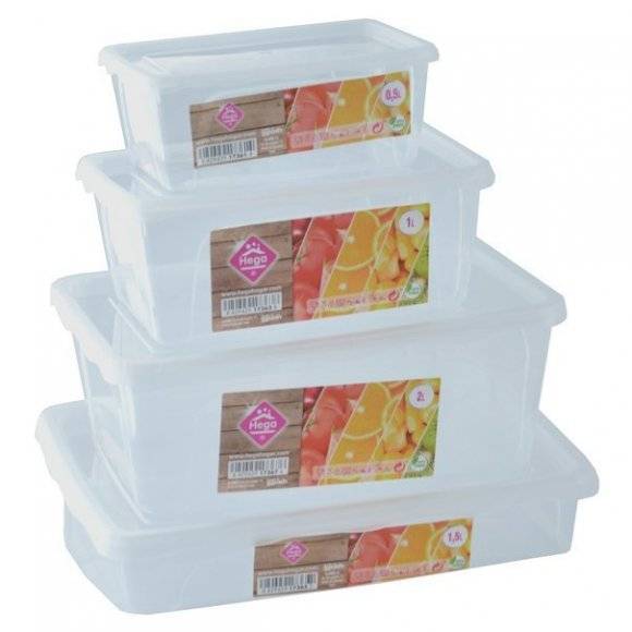 HEGA Lunchbox pojemnik prostokątny / 0,5 l / 5,5 x 14,5 x 9,5 cm / transparentny / tworzywo sztuczne