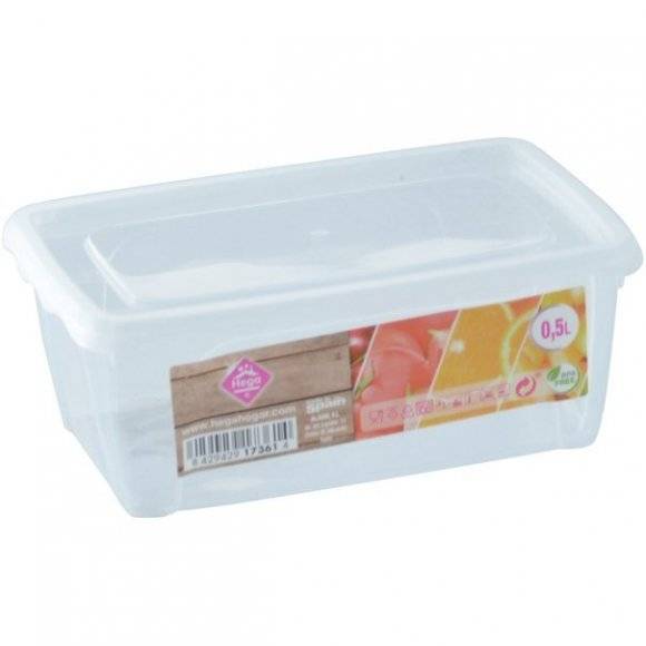 HEGA Lunchbox pojemnik prostokątny / 0,5 l / 5,5 x 14,5 x 9,5 cm / transparentny /  tworzywo sztuczne