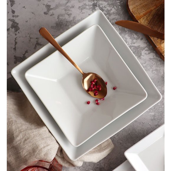 LUBIANA CLASSIC Serwis obiadowo-kawowy 18 os / 108 el | biala porcelana kwadrat
